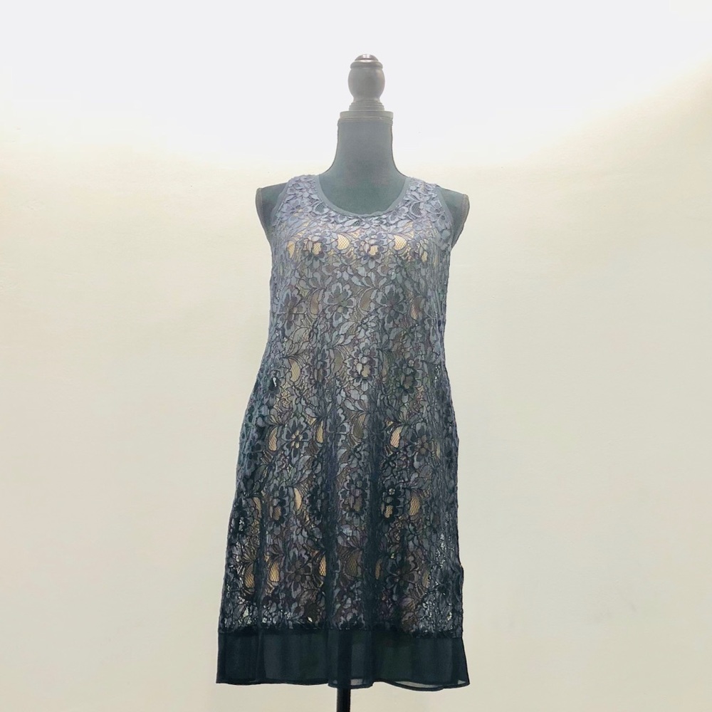 PS VERA WANG NAVY BLUE & BEIGE LACE DRESS